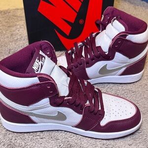 Nike Kids Burgundy and White High-Top Sneakers